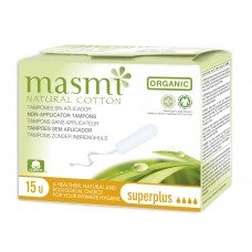 Masmi Tampóny z organické bavlny MASMI Super Plus 15 ks - Přípravky intimní hygiena