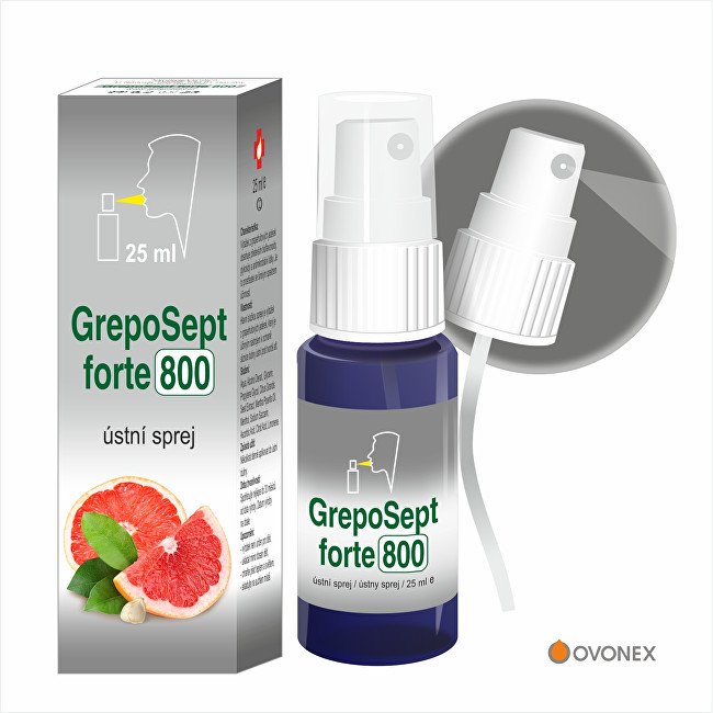 OVONEX GrepoSept FORTE 800 ústní sprej 25 ml - Přípravky mandle