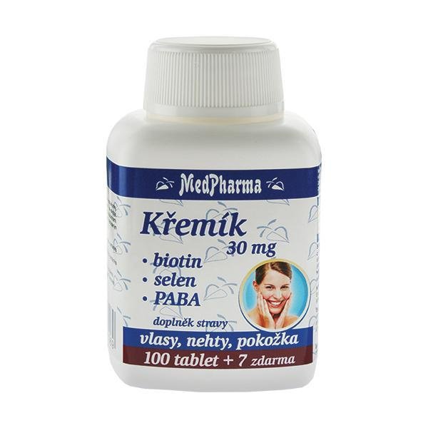 MedPharma Křemík 30 mg + biotin + selen + PABA 100 tob. + 7 tob. ZDARMA - Přípravky vlasy, nehty
