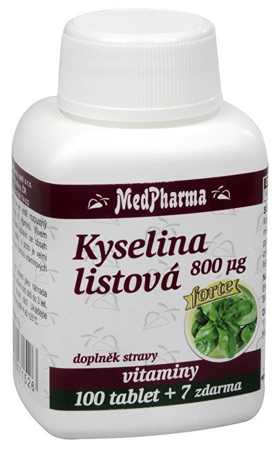 MedPharma Kyselina listová Forte 800 µg 100 + 7 tablet ZDARMA - Přípravky kyselina listová