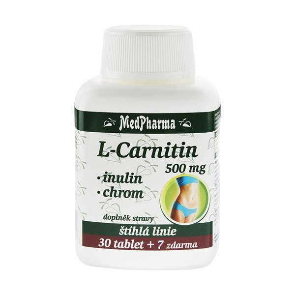 MedPharma L-Carnitin 500 mg + inulin + chrom 30 tbl. + 7 tbl. ZDARMA - Přípravky energetický metabolismus