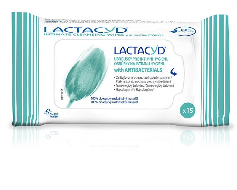 Omega Pharma Lactacyd ubrousky s antibakteriální přísadou 15 ks - Přípravky intimní hygiena
