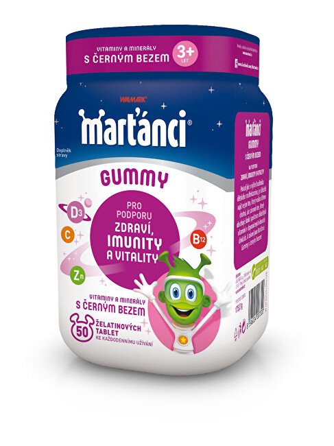 Walmark Marťánci Gummy černý bez 50 + 20 tablet - Přípravky vitamíny pro děti