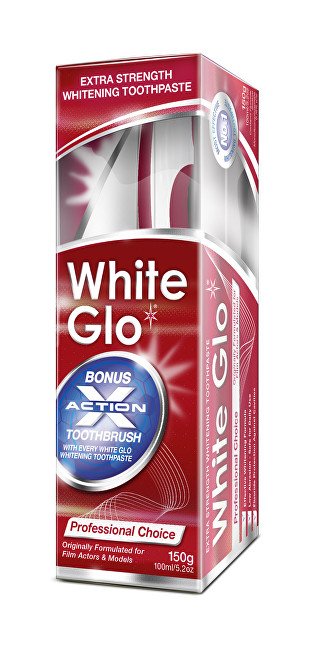 White Glo Profesionální bělící zubní pasta 150 g + kartáček na zuby a mezizubní kartáčky - Přípravky zubní pasty