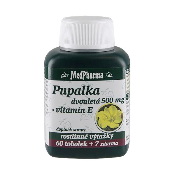MedPharma Pupalka dvouletá 500 mg + vitamín E 60 tob. + 7 tob. ZDARMA - Přípravky hormonální rovnováha