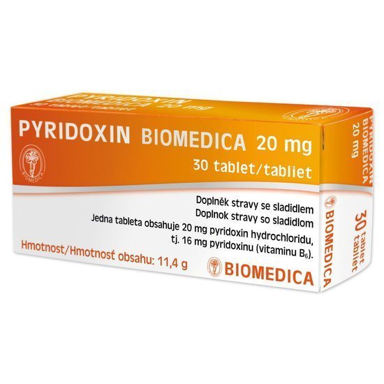 Biomedica Pyridoxin Biomedica 20mg 30 tbl. - Přípravky vitamíny skupiny b