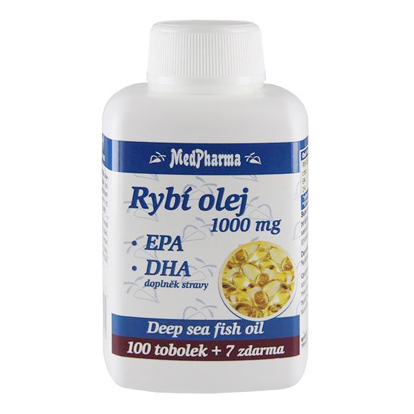 MedPharma Rybí olej 1000 mg + EPA + DHA 107 kapslí - Přípravky omega 3,6,9 mastné kyseliny