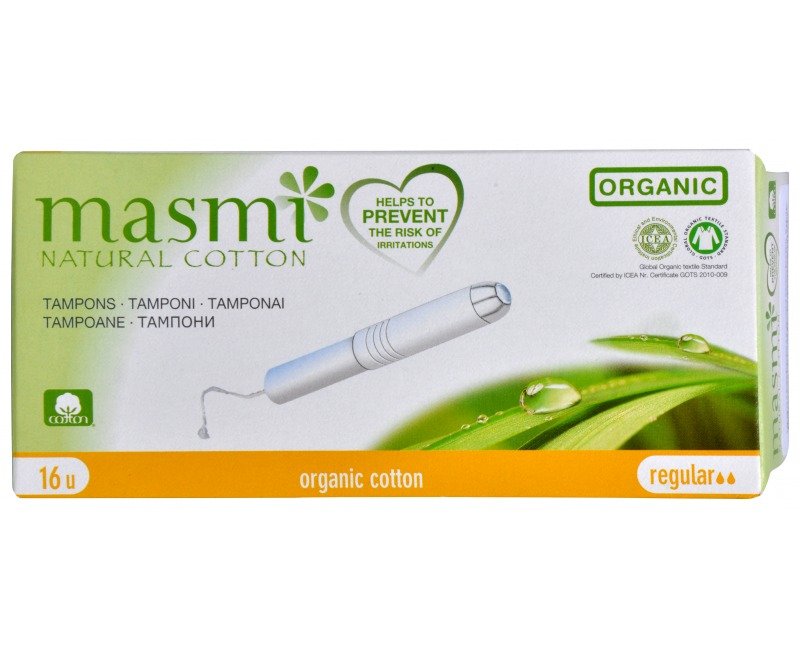 Masmi Tampóny s aplikátorem z organické bavlny MASMI Regular 16 ks - Přípravky intimní hygiena