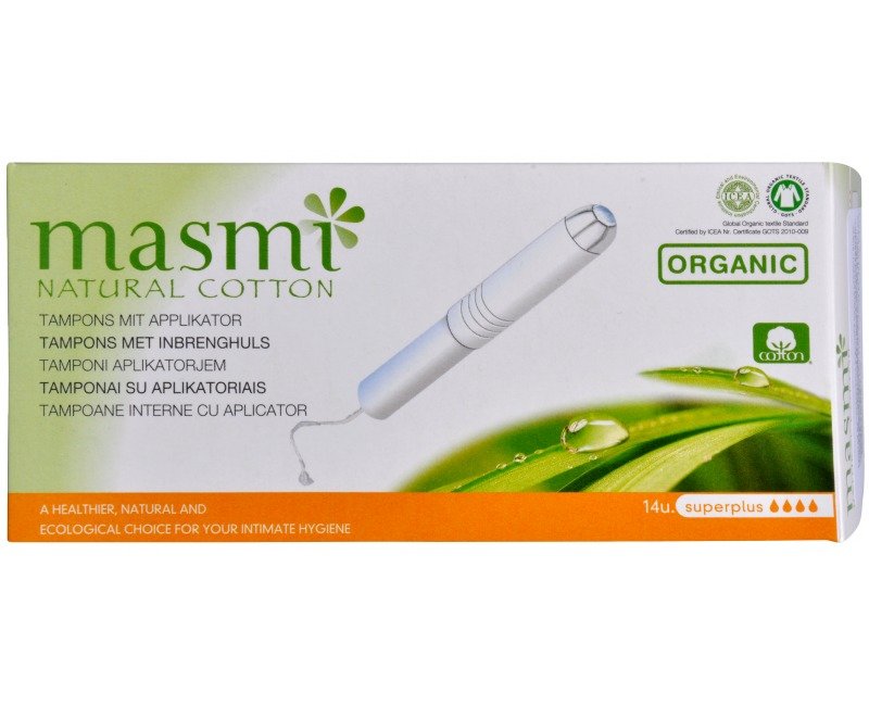 Masmi Tampóny s aplikátorem z organické bavlny MASMI Super Plus 14 ks - Přípravky intimní hygiena