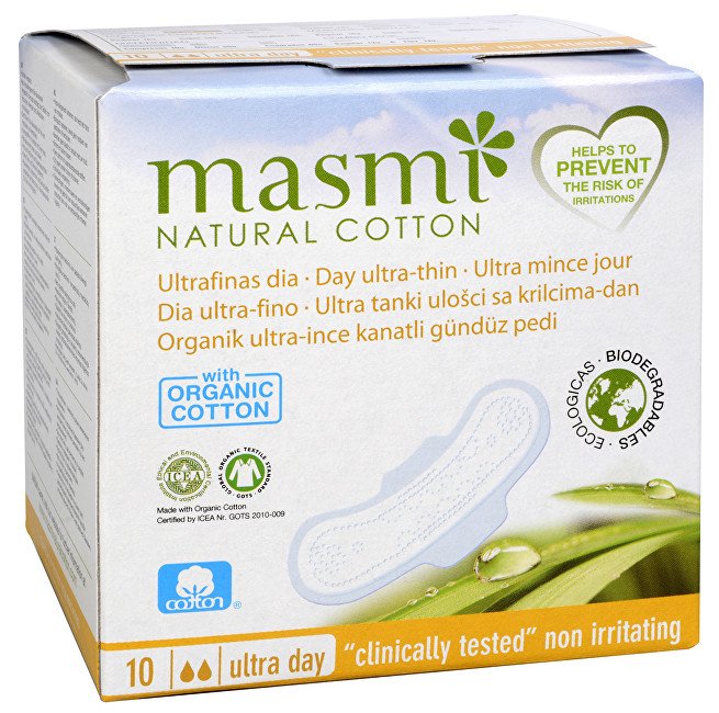 Masmi Ultratenké vložky MASMI z organické bavlny s křidélky 10 ks Ultra Day 10 ks - Přípravky intimní hygiena