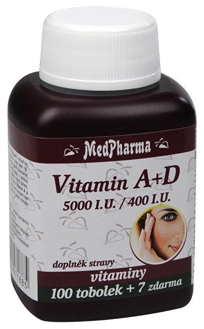 MedPharma Vitamín A + D (5000 I.U./400 I.U.) 100 + 7 tablet ZDARMA - Přípravky vitamíny a multivitamíny