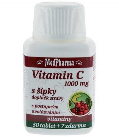 MedPharma Vitamín C 1000 mg s šípky 37 tablet - Přípravky celková imunita