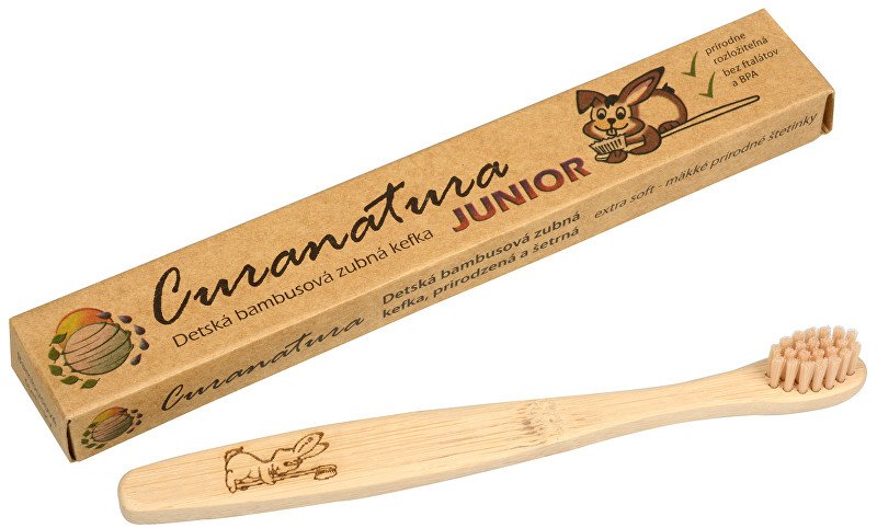 Curanatura Junior dětský bambusový zubní kartáček extra soft - Přípravky ústní hygiena pro děti