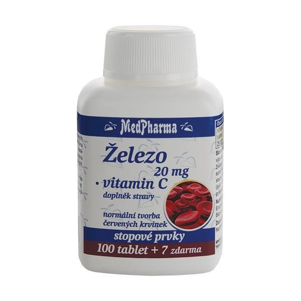 MedPharma Železo 20 mg + vitamín C 100 tbl. + 7 tbl. ZDARMA - Přípravky železo