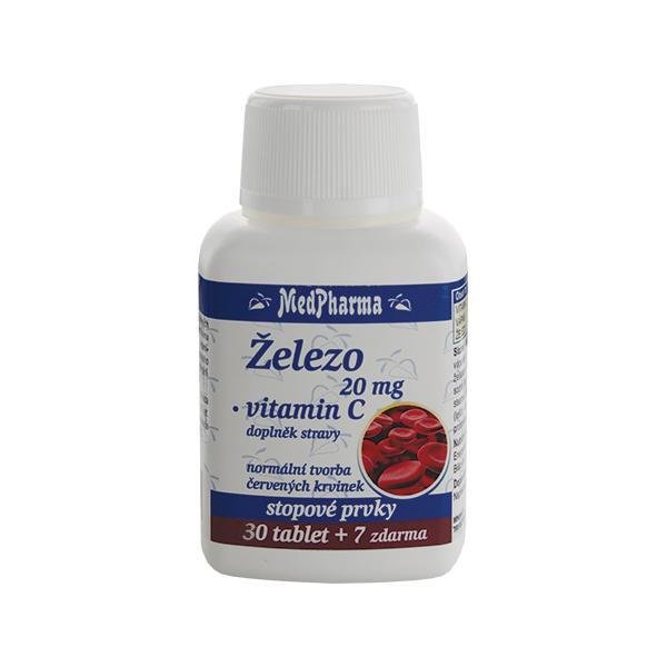 MedPharma Železo 20 mg+Vitamín C 37 tablet - Přípravky železo
