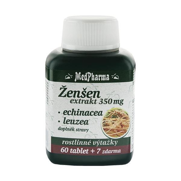 MedPharma Ženšen 350 mg + echinacea + leuzea 60 tbl. + 7 tbl. ZDARMA - Přípravky imunita, obranyschopnost